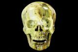 Realistic, Polished Yellow Turquoise Jasper Skull #127645-1